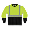 Glowear 8291Bk Type R Class 2 Black Front Long Sleeve T-Shirt, Polyester, Large, Lime