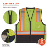 Glowear 8251Hdz Class 2 Two-Tone Hi-Vis Safety Vest, Polyester, Large To X-Large, Lime