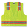 Glowear 8248Z Class 2 Two-Tone Surveyors Zipper Vest, Polyester, 4X-Large/5X-Large, Lime