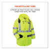 Glowear 8365 Class 3 Hi-Vis Rain Jacket, Polyester, 3X-Large, Lime