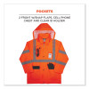 Glowear 8366 Class 3 Lightweight Hi-Vis Rain Jacket, Polyester, X-Large, Orange