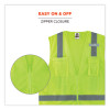 Glowear 8249Z-S Single Size Class 2 Economy Surveyors Zipper Vest, Polyester, X-Small, Lime