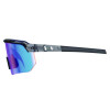 Skullerz Aegir Safety Glasses With Mirrored Lenses, Clear Smoke Nylon Impact Frame, Blue Mirror Polycarbonate Lens