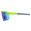 Skullerz Aegir Safety Glasses, Lime Half Frame, Mirrored Blue Single Lens