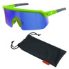 Skullerz Aegir Anti-Scratch Enhanced Anti-Fog Safety Glasses, Lime Half Frame, Mirrored Blue Single Lens