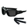 Skullerz Loki Anti-Scratch Enhanced Anti-Fog Convertible Safety Spoggles With Strap, Matte Black Half Frame, Smoke Dual Lens