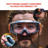 Skullerz Modi Otg Anti-Scratch And Enhanced Anti-Fog Safety Goggles With Elastic Strap, Clear Lens, Gray/Clear Frame