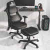 Footstool With Wheels, 19.25 x 17.38 x 14.63 To 17.75, Black