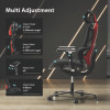 Typhon Hybrid Chair, Supports Up To 220 Lb, 18.5" To 22.05" Seat Height, Black Mesh Seat, Black/Red Mesh Back, Black Base