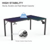 Rgb Led Lights Glass Gaming Desk, 60" x 40.25" x 30", Black
