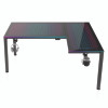 Rgb Led Lights Glass Gaming Desk, 60" x 40.25" x 30", Black