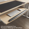 L-Shaped Standing Desk With Keyboard Tray, Right Desk, 61.25" x 43.25" x 34.38" To 52.88", Maple White/White