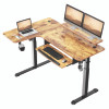 L-Shaped Standing Desk With Keyboard Tray, Right Desk, 61.25" x 43.25" x 34.38" To 52.88", Rustic Brown/Black