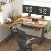 L-Shaped Standing Desk With Keyboard Tray, Right Desk, 61.25" x 43.25" x 34.38" To 52.88", Rustic Brown/Black