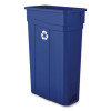 Slim Recycling Container, 23 Gal, Polypropylene, Blue