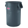 Injection Molded Utility Trash Can, 44 Gal, Plastic/Resin, Gray