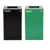 29 Gallon Trash/Recycling Cans, Steel, Green Mixed Recycling Can With Square Lid, Black Trash Can With Square Lid