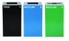 29 Gallon Trash/Recycling Cans, Steel, Blue Recycling Can And Black Trash Can w/Sq Lid, Green Recycling Can With Mixed Lid