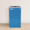 29 Gallon Trash/Recycling Cans, Steel, Blue Mixed Recycling With Mixed Lid, Black Trash Can With Square Lid