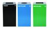 29 Gallon Trash/Recycling Cans, Steel, Blue Recycling Can w/Circle Lid, Green Recycling Can And Black Trash Can w/Square Lids