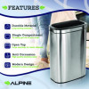 Stainless Steel Rectangular Liner Open Top Trash Can, 10.5 Gal, Brushed Stainless Steel