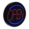 Led Oval Open Sign, 23 x 14, Black Frame, Blue/Red Graphics