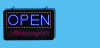 Led Programmable Message Board Open Sign, 22 x 13, Black Frame, Blue/Red Graphics