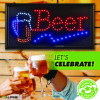 Led Rectangular Beer Sign, 19 x 10, Black Frame, Blue/Green/Orange/Red/White Graphics
