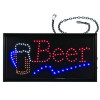 Led Rectangular Beer Sign, 19 x 10, Black Frame, Blue/Green/Orange/Red/White Graphics