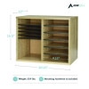 Wood Adjustable 12 Compartment Literature Organizer, 12 Sections, Letter Size, 20 x 11.8 x 16.3, Medium Oak