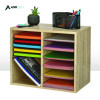 Wood Adjustable 12 Compartment Literature Organizer, 12 Sections, Letter Size, 20 x 11.8 x 16.3, Medium Oak