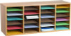 Wood Adjustable 24 Compartment Literature Organizer, 24 Sections, Letter Size, 39.3 x 11.8 x 16.3, Medium Oak