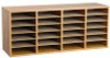 Wood Adjustable 24 Compartment Literature Organizer, 24 Sections, Letter Size, 39.3 x 11.8 x 16.3, Medium Oak