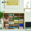 Wood Adjustable 24 Compartment Literature Organizer, 24 Sections, Letter Size, 39.3 x 11.8 x 16.3, Medium Oak