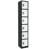 Steel Storage Locker, 6 Compartment, 12 x 12 x 72, Black Body/White Doors