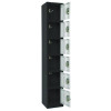 Steel Storage Locker, 6 Compartment, 12 x 12 x 72, Black Body/White Doors