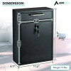 Large Ultimate Secure Drop Box Wall Mounted Mail Box, 11.2 x 4.7 x 16.2, Black