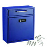 Medium Secure Drop Box Wall Mounted Locking Mail Box With Key And Combination Lock, 10.51 x 4.72 x 12, Blue