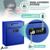 Medium Secure Drop Box Wall Mounted Locking Mail Box With Key And Combination Lock, 10.51 x 4.72 x 12, Blue