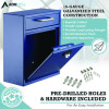 Medium Secure Drop Box Wall Mounted Locking Mail Box With Key And Combination Lock, 10.51 x 4.72 x 12, Blue