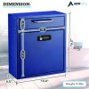 Medium Secure Drop Box Wall Mounted Locking Mail Box With Key And Combination Lock, 10.51 x 4.72 x 12, Blue