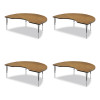 Adjustable Activity Tables, Kidney Shape, 72" x 48" x 19" To 29", Oak Top, Black Legs, 4/Pallet
