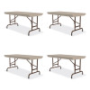 Adjustable Folding Table, Rectangular, 48" x 24" x 22" To 32", Mocha Granite Top, Brown Legs, /Pallet