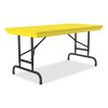 Adjustable Folding Table, Rectangular, 48" x 24" x 22" To 32", Yellow Top, Black Legs, 4/Pallet