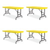 Adjustable Folding Table, Rectangular, 48" x 24" x 22" To 32", Yellow Top, Black Legs, 4/Pallet
