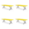 Adjustable Folding Tables, Rectangular, 60" x 30" x 22" To 32", Yellow Top, Black Legs, 4/Pallet