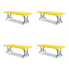 Adjustable Folding Tables, Rectangular, 72" x 30" x 22" To 32", Yellow Top, Black Legs, 4/Pallet