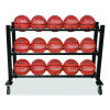 Deluxe Heavy-Duty Basketball Cart, Metal, 220 Lb Capacity, 16 x 50.75 x 34.75, Black
