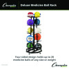 Deluxe Five-Row Mobile Medicine Ball Rack, Metal, 198 Lb Capacity, 25" x 25" x 56", Black