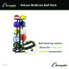 Deluxe Five-Row Mobile Medicine Ball Rack, Metal, 198 Lb Capacity, 25" x 25" x 56", Black